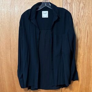 Abercrombie & Fitch Textured Black Button Up Shirt